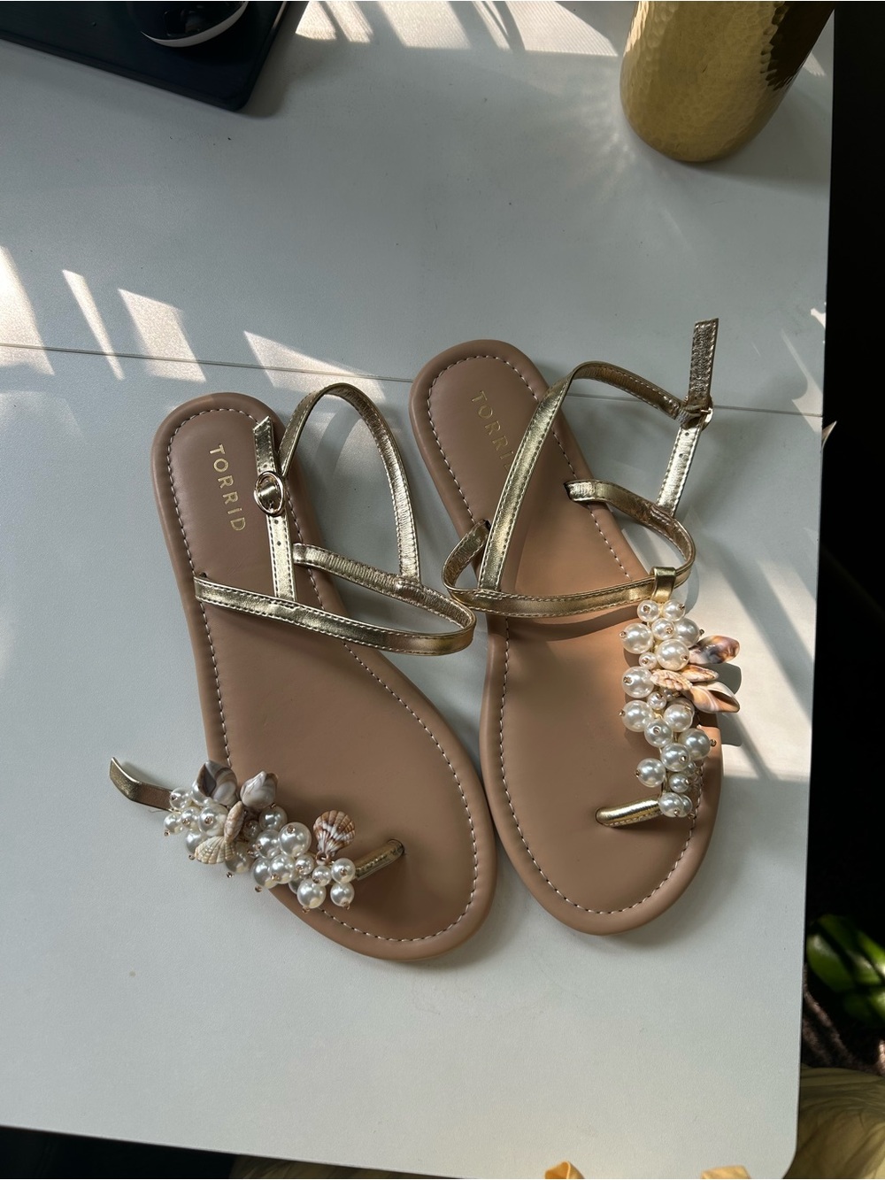 Torrid Pearl Seashell Strappy Sandals - strap broken